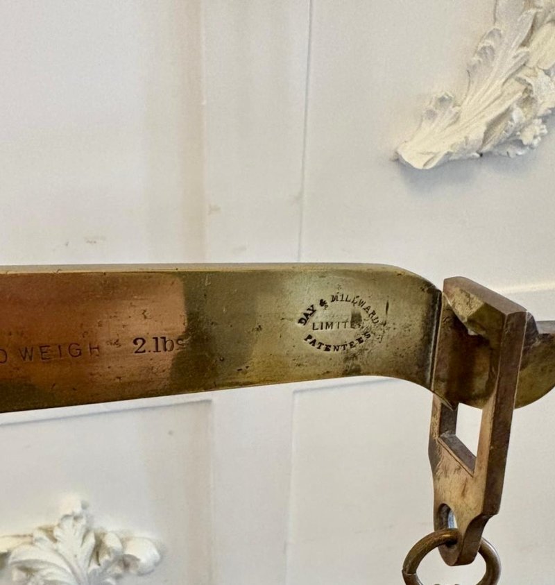 Antique Victorian Apothecary Balance Scales Brass Mahogany Day & Millward Complete with Weights - Image 9